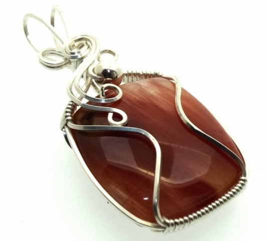 Copper Rutilated Quartz Sterling Silver Wire Wrapped Pendant 08