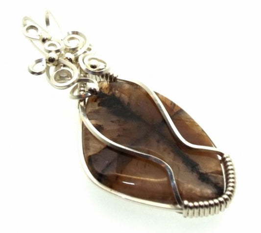 Chiastolite Cross Silver Filled Wrapped Pendant 01