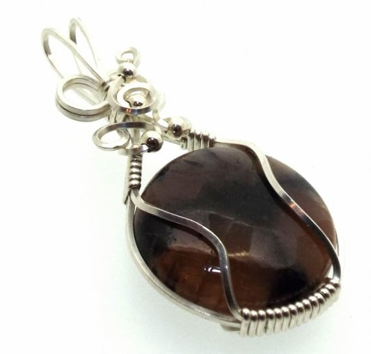 Chiastolite Cross Silver Filled Wrapped Pendant 04