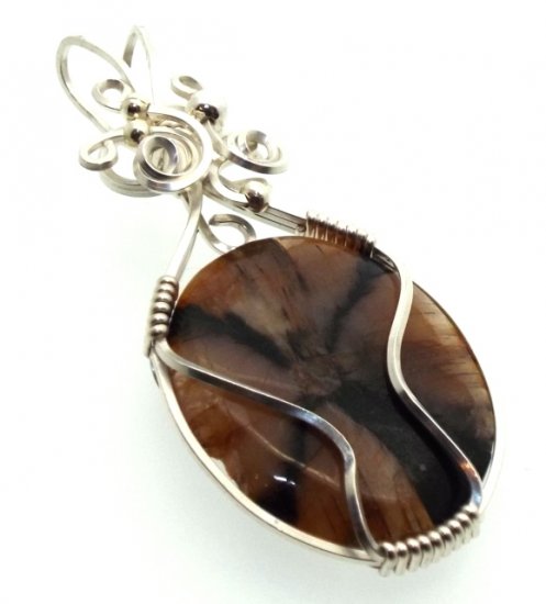 Chiastolite Cross Silver Filled Wrapped Pendant 05