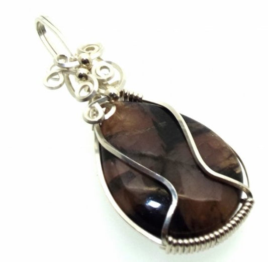 Chiastolite Cross Silver Filled Wrapped Pendant 08