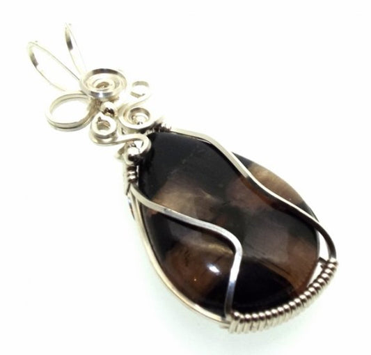 Chiastolite Cross Silver Filled Wrapped Pendant 09