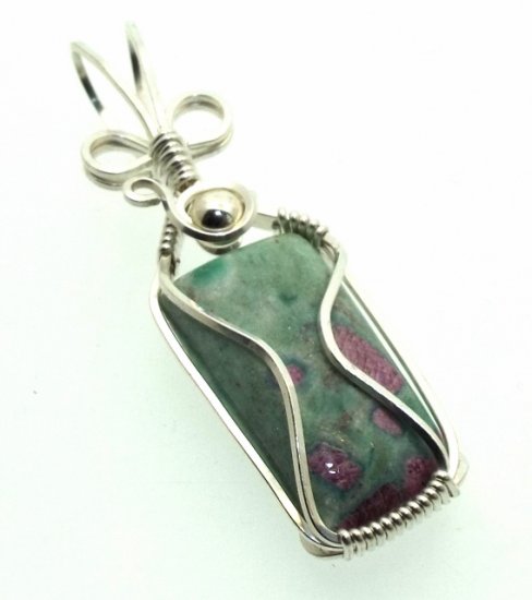Ruby In Fuchsite Silver Filled Wire Wrapped Pendant 06