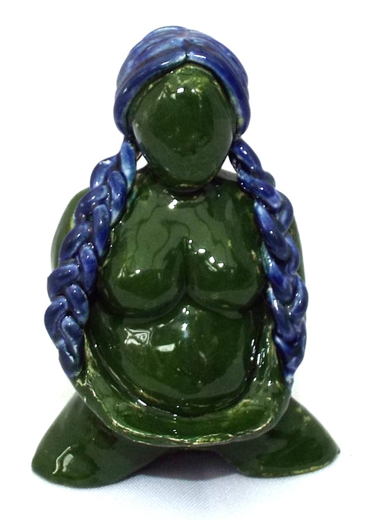 Ceramic Small Mother Earth Goddess Dark Green 04