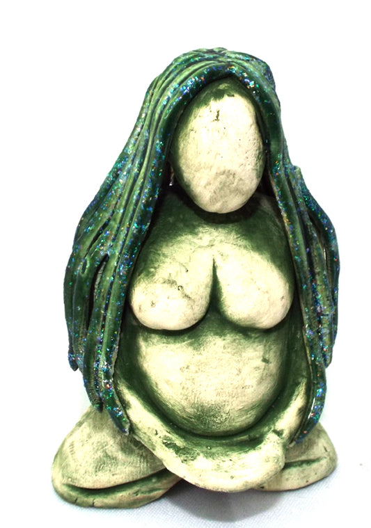 Ceramic Small Mother Earth Goddess Light Green 07