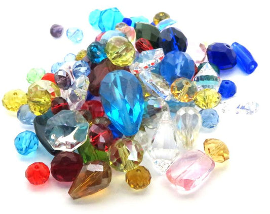 100gms Mixed Crystal Glass Bead Pack