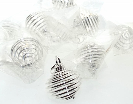 10x Silver Plated Large Spiral Cages for Crystals and Gemstones