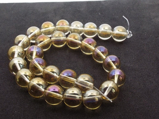 12mm Imperial Gold Aura Crystal Quartz Beads
