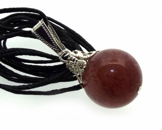 14mm Strawberry Quartz Gemstone Sphere Pendant