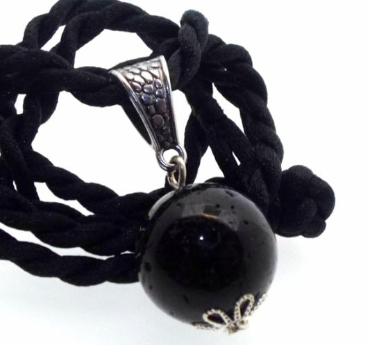 16mm Black Tourmaline Gemstone Sphere Pendant