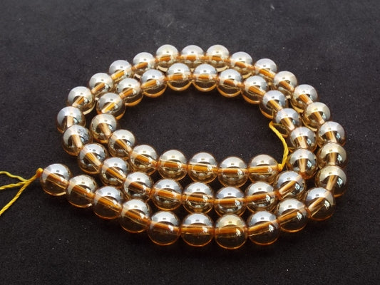 8mm Aztec Gold Aura Crystal Quartz Beads
