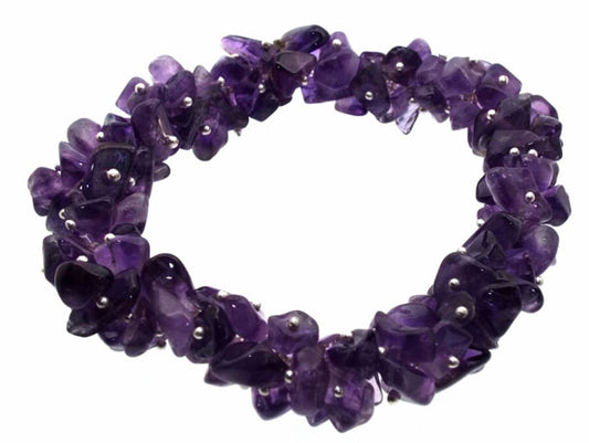 Fused Amethyst Gemstone Chip Bracelet