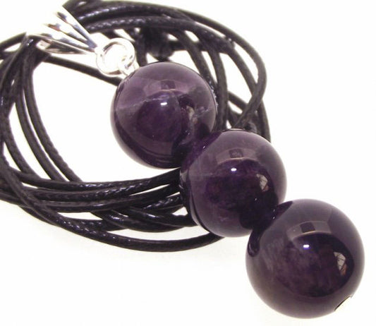12mm Amethyst Gemstone Triple Sphere Pendant