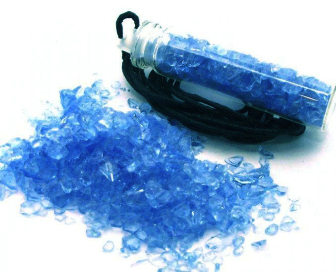 Andara Merlin Blue Crystal Glass Bottle Pendant
