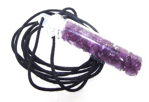 Andara Purple Crystal Glass Bottle Pendant