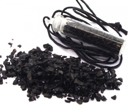 Andara Sacred Black Crystal Glass Bottle Pendant