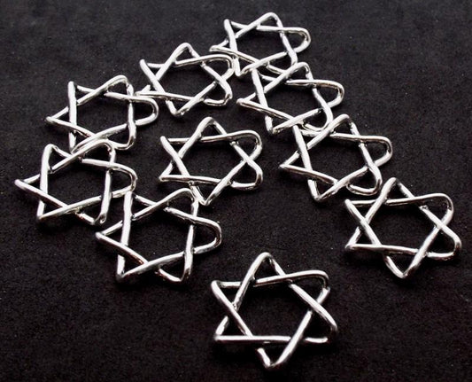 10x Silver Plated Six Pointed Star Charms