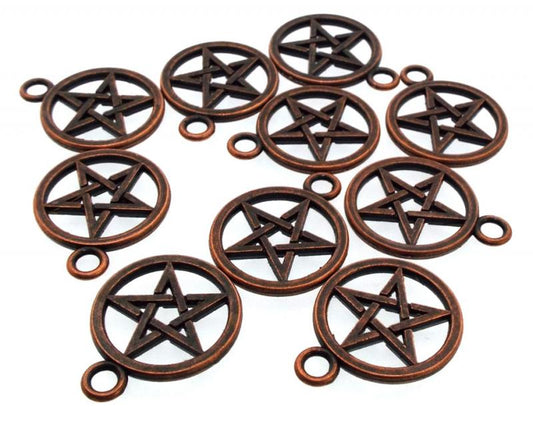 10x Copper Pentacle Metal Charms