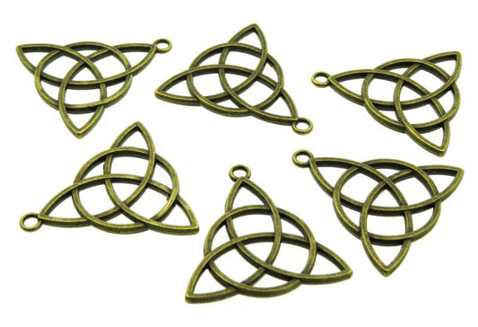 6x Bronze Coloured Metal Triquetra Charms