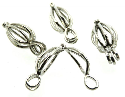 4x Small Hinged Opening Metal Cage Charms