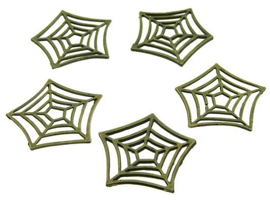 5x Bronze Coloured Metal Cobweb Charms