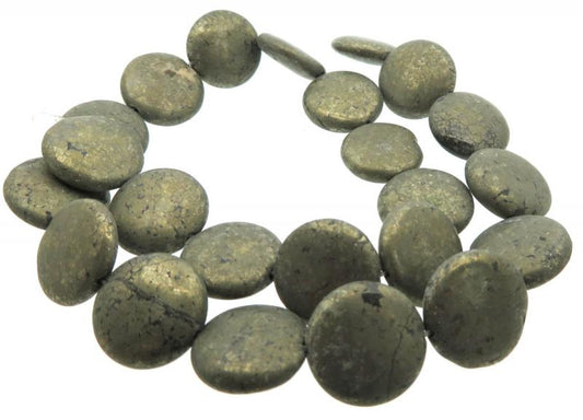16 inch 18mm Pyrite Coin Bead String
