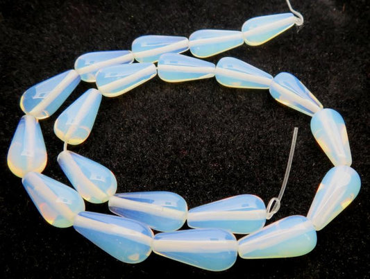 16 inch 20mm Long Opalite Teardrop Bead String
