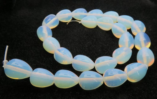 16 inch 15mm Long Opalite Teardrop Bead String