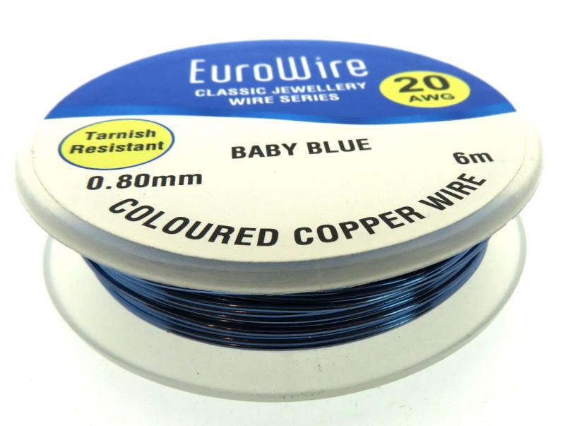 08mm Baby Blue Coloured Copper Wire
