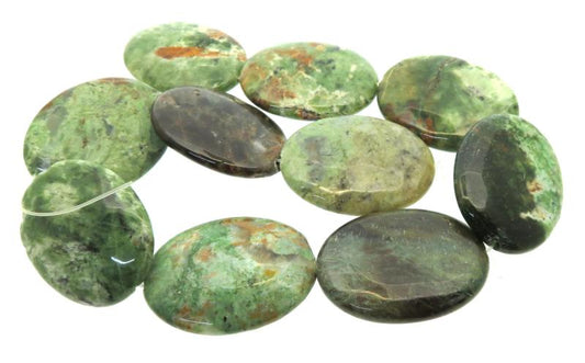 16 inch 38mm Chrysoprase Flat Oval Bead String