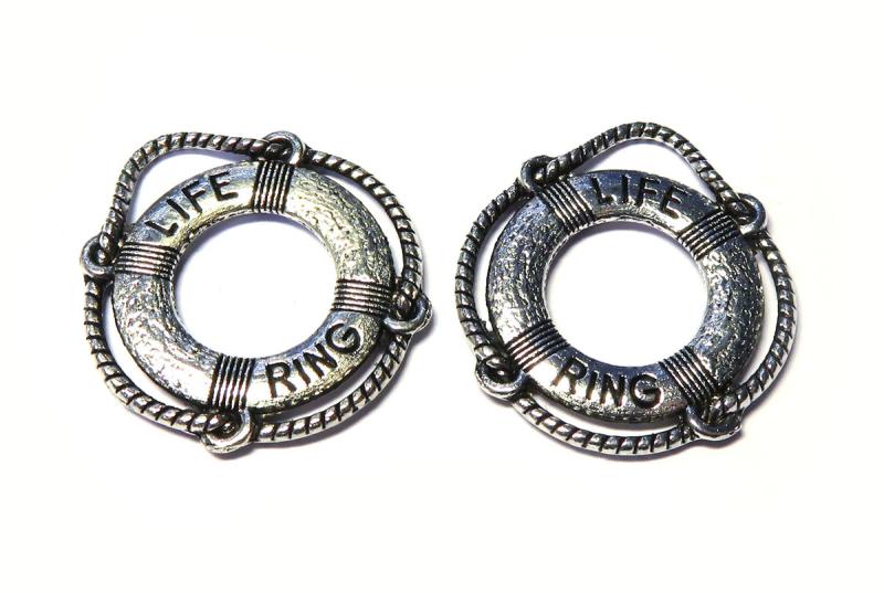 2x Silver Coloured Metal Life Belt Charms
