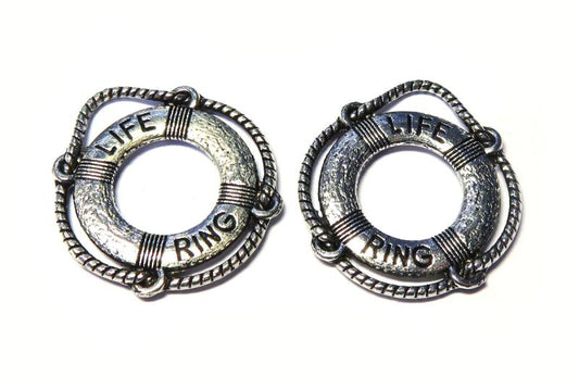 2x Silver Coloured Metal Life Belt Charms