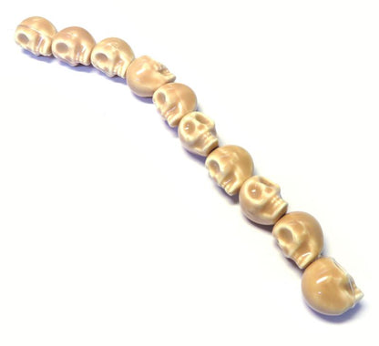 10x 15mm Ceramic Skull Bead String