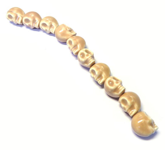 10x 15mm Ceramic Skull Bead String
