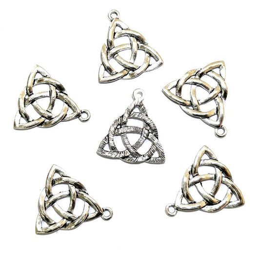 6x Chunky Silver Coloured Metal Triquetra Charms
