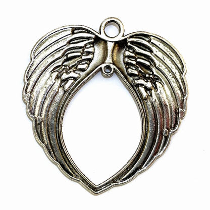 1x Silver Coloured Metal Large Angel Wing Charm