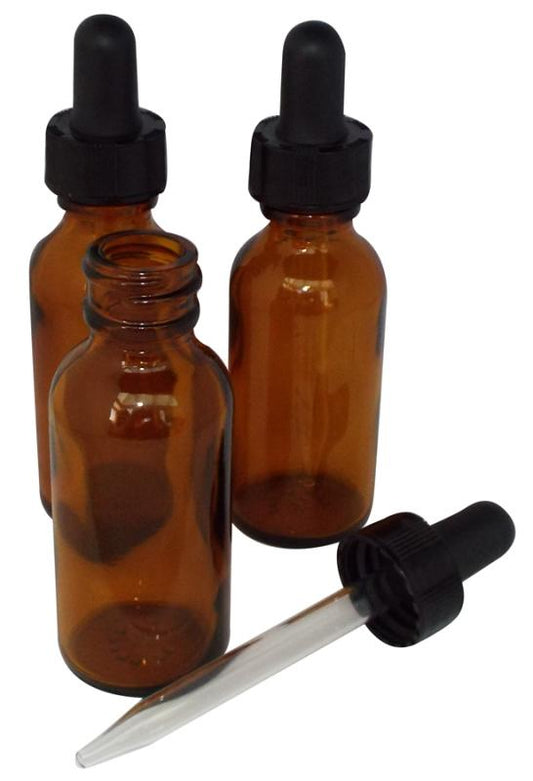 3x 30ml Brown Glass Pipette Dropper Bottles