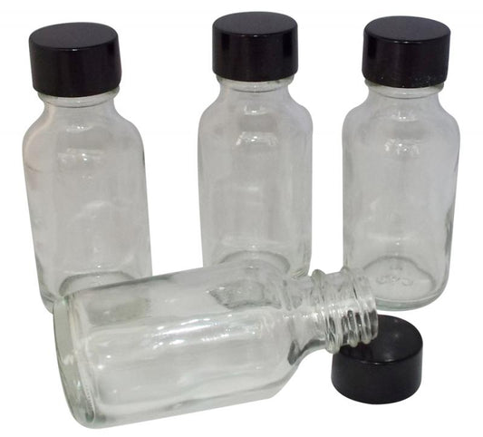 4x 25ml Clear Glass Bottles for Oil with Screw Lid