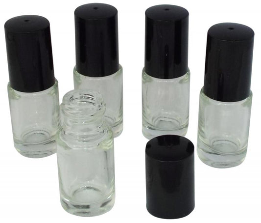 5x 5ml Clear Glass Bottles with Screw Top Lid