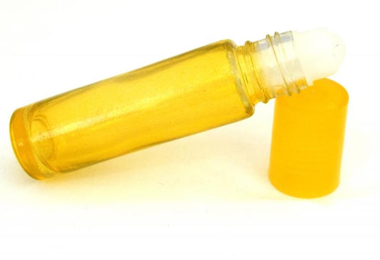 1x 10ml Yellow Coloured Glass Roll On Bottle