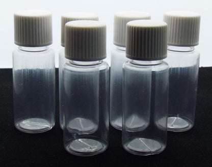 6x 10ml Plastic Screw Top Bottles