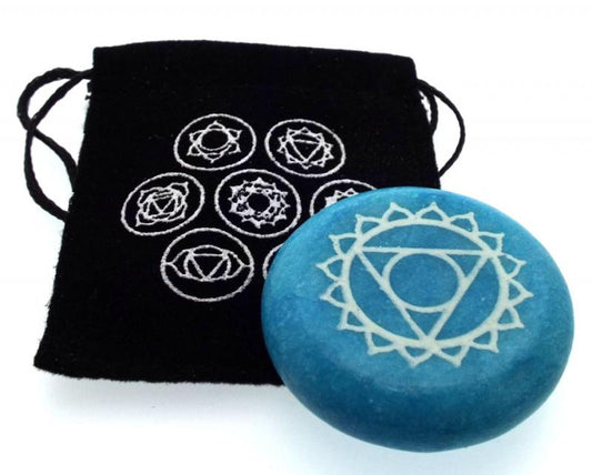 Throat Chakra Meditation Soapstone with Pouch