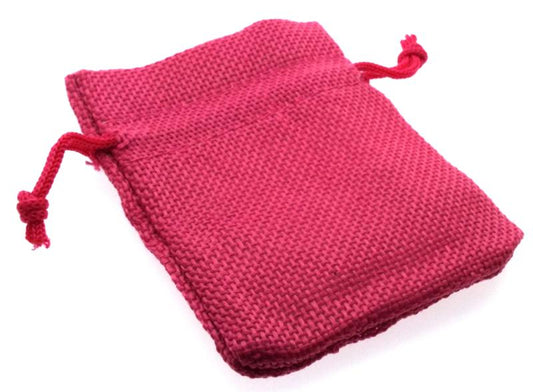 Burlap Drawstring Pouch Pink Small