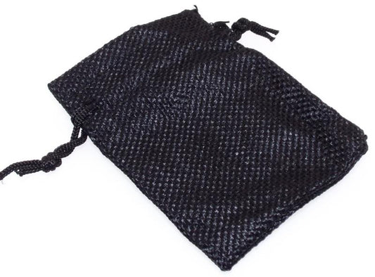 Burlap Drawstring Pouch Black Small