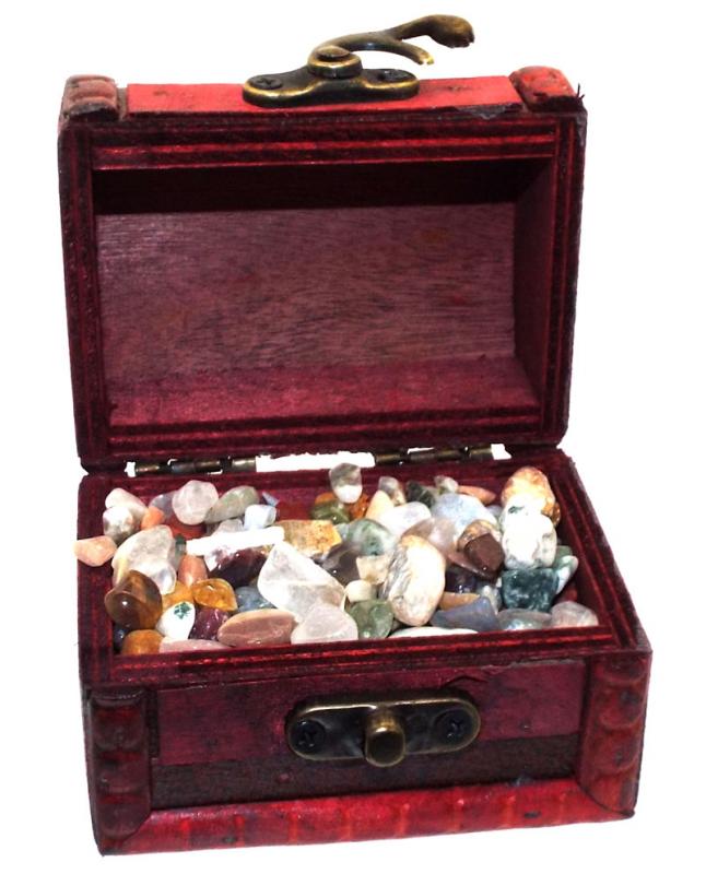 Mini Brown Treasure Chest Containing Tumblestone Chips