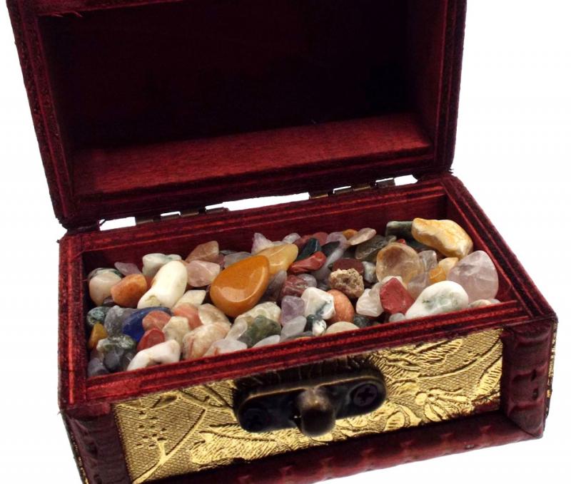 Mini Gold Treasure Chest Containing Tumblestone Chips