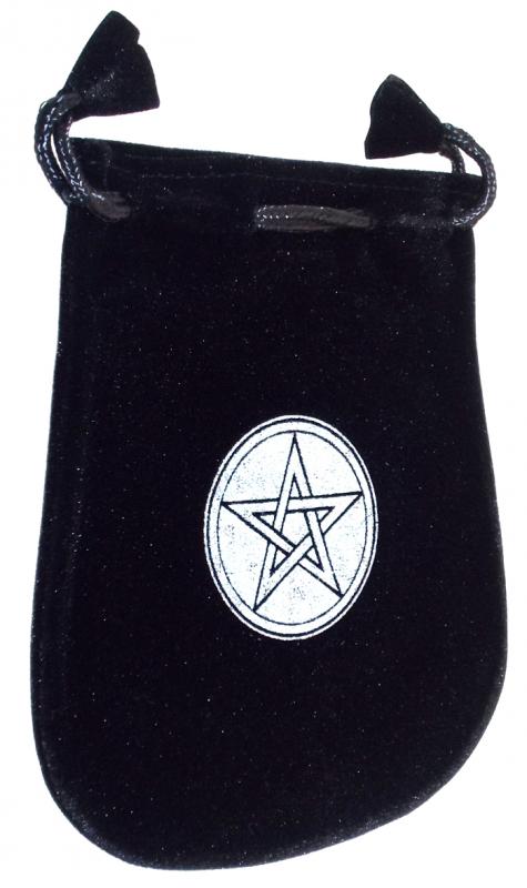 Black Velveteen Pentacle Drawstring Pouch