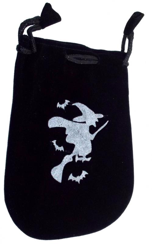 Black Velveteen Witch Drawstring Pouch