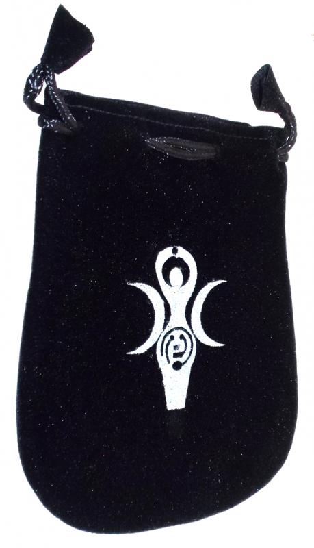 Black Velveteen Earth Goddess Drawstring Pouch