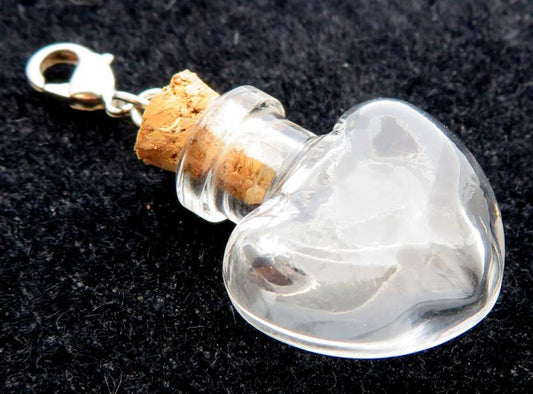 1x Clear Fillable Empty Glass Heart Charm Bottle